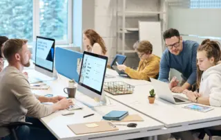 employees at desk